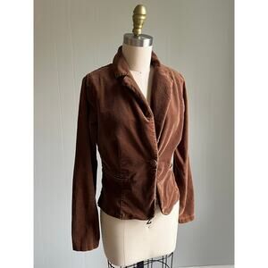 Vintage Y2K Charlotte Russe Brown Velvet‎ Stretchy Blazer Jacket Small USA